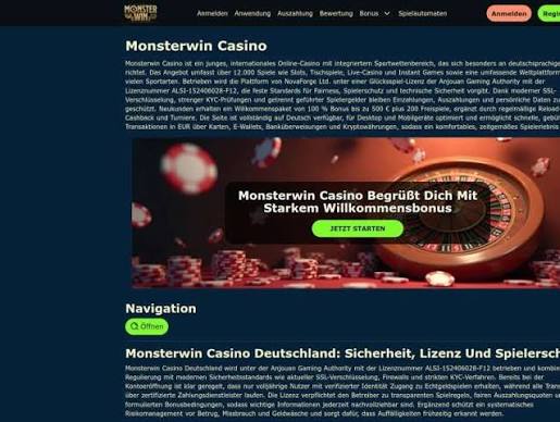Évaluation du site web de MonsterWin Casino Évaluation du site web de MonsterWin Casino